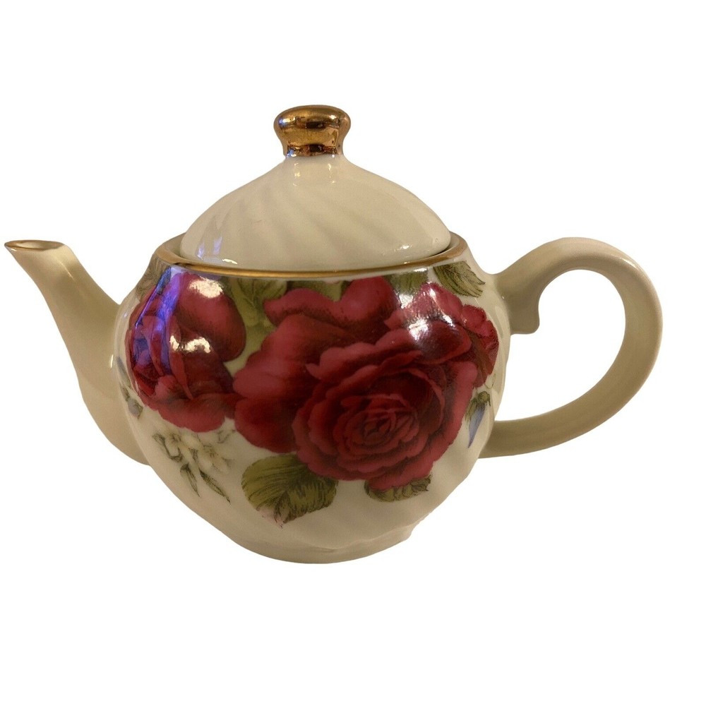 A Special Place Flowered Mini Decorative Teapot Swirl with Gold Trim